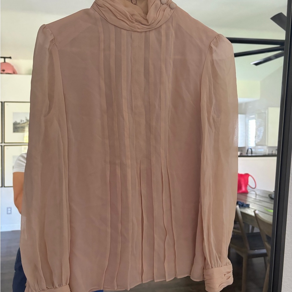 Tory Burch Blush Pleated Blouse